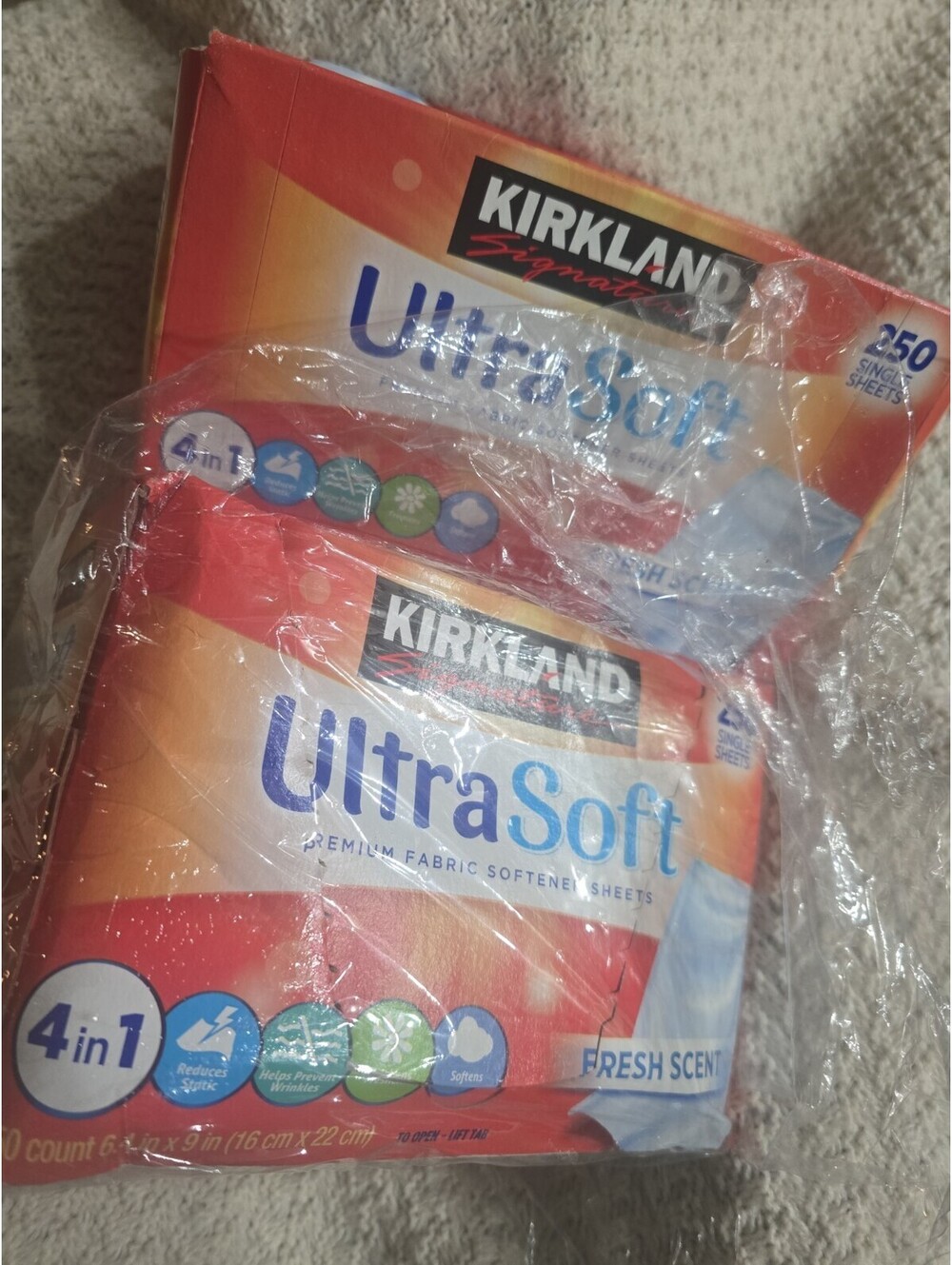 Kirkland Signature Ultra Soft Premium Fabric Softener 2/250 Sheets 500 Total